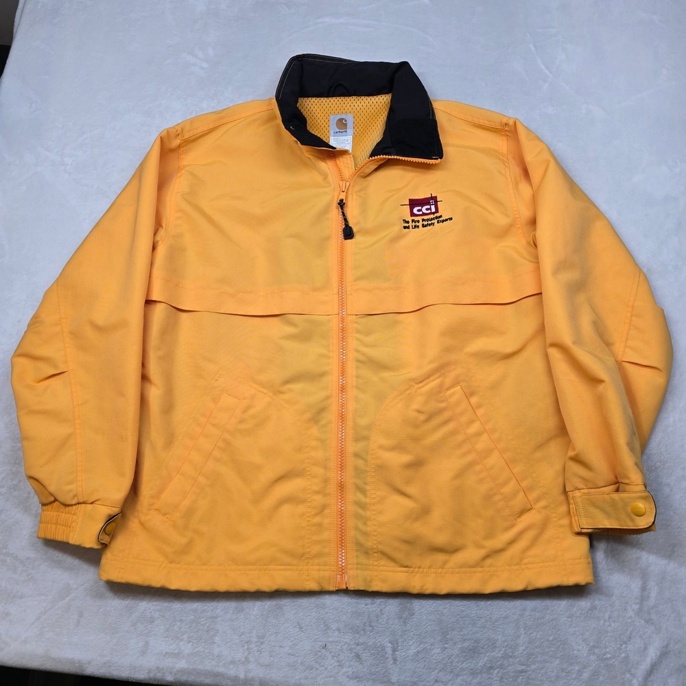 Carhartt Workshield Jacket Mens Medium Yellow Vented J104 Co. Logo Workwear - Picture 2 of 13